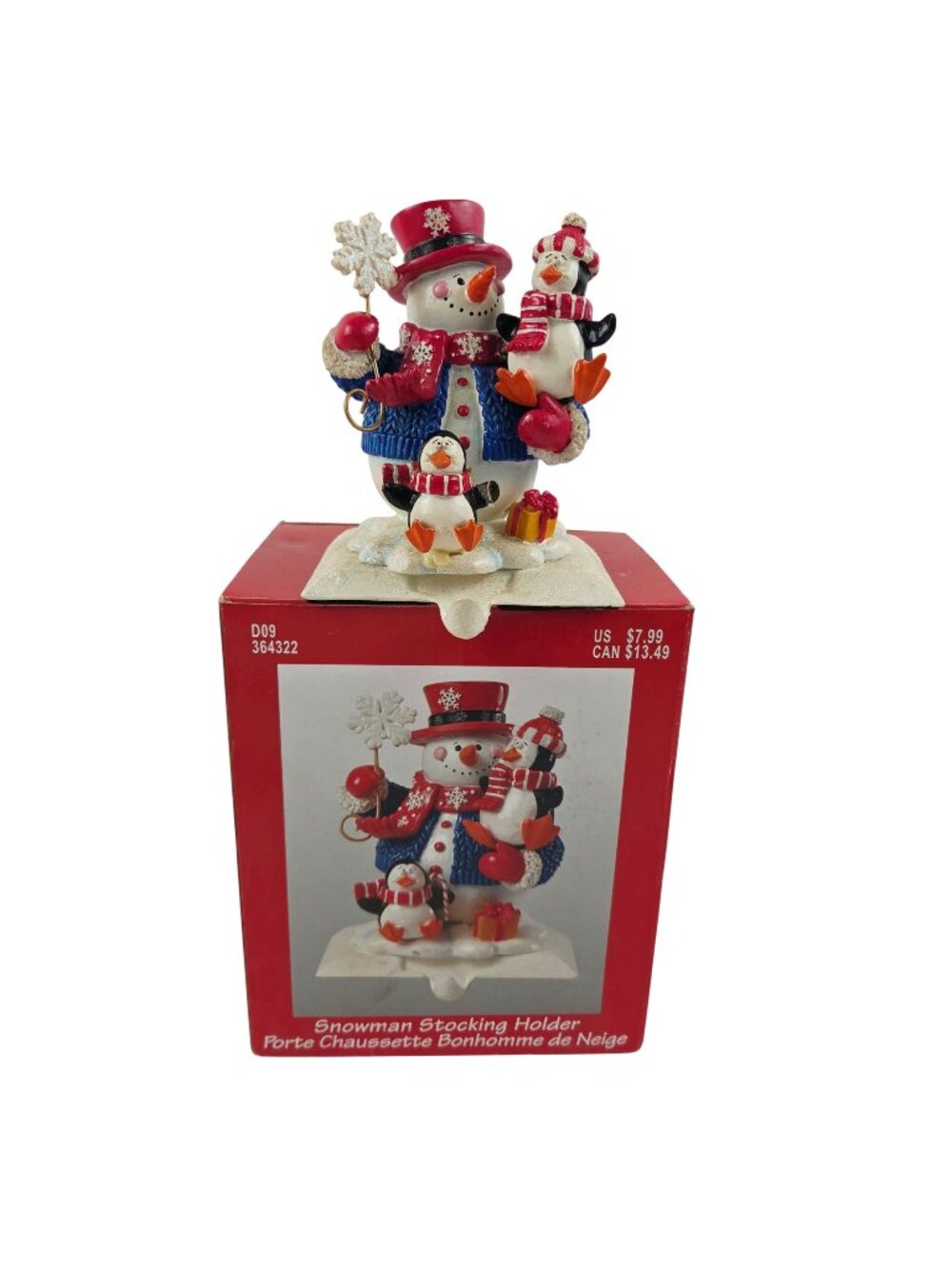 Michaels Snowman And Penguin Stocking Holder Resin Christmas Decor Holiday